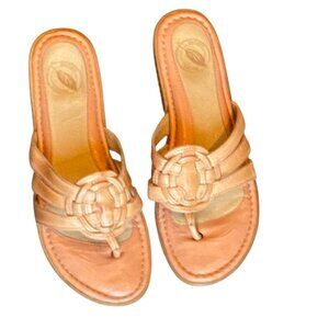 Nurture Woven Leather Cushioned Thong Sandals 7M Peach/Nude  275A